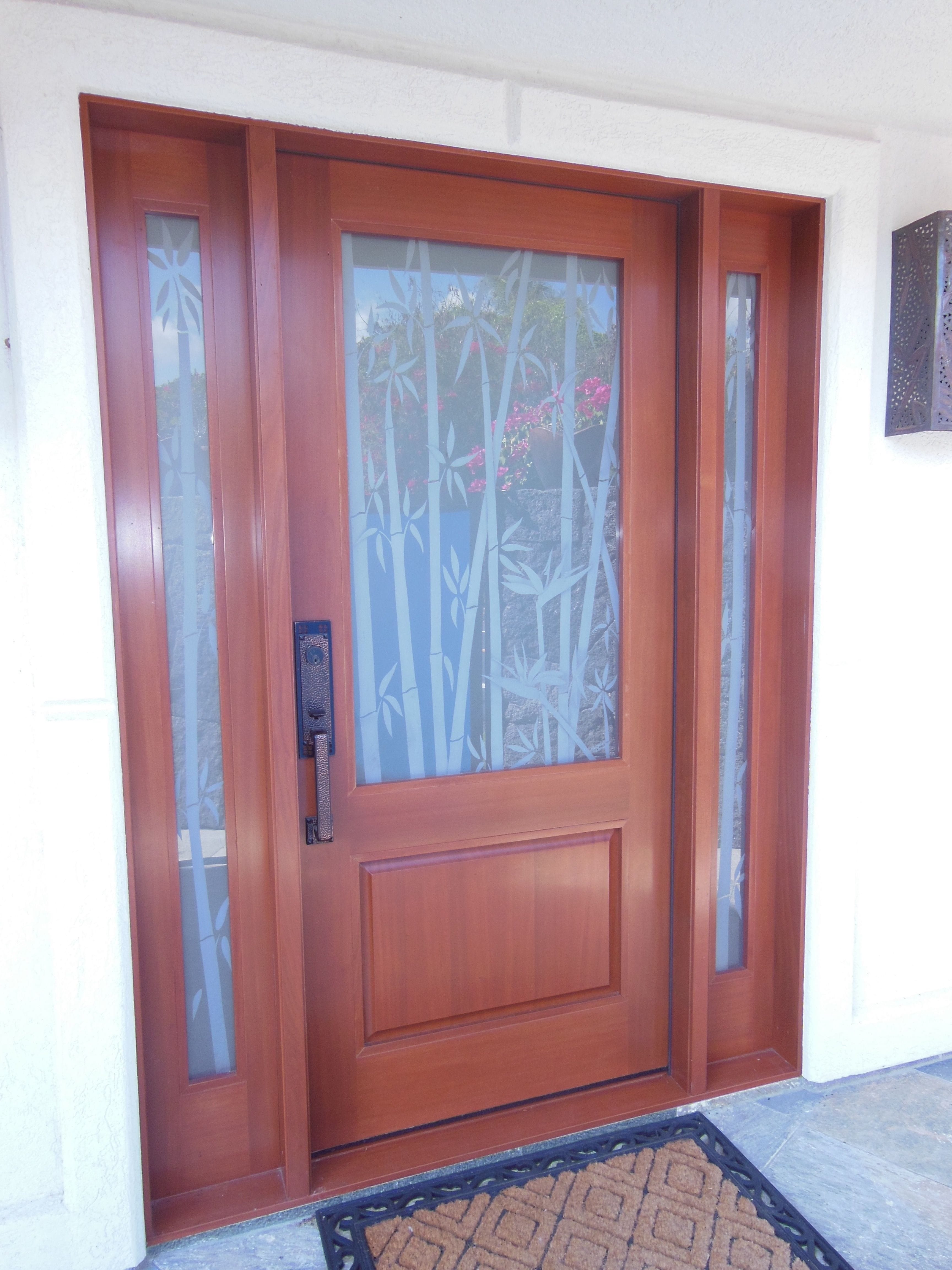 Bamboo Door with solid etching